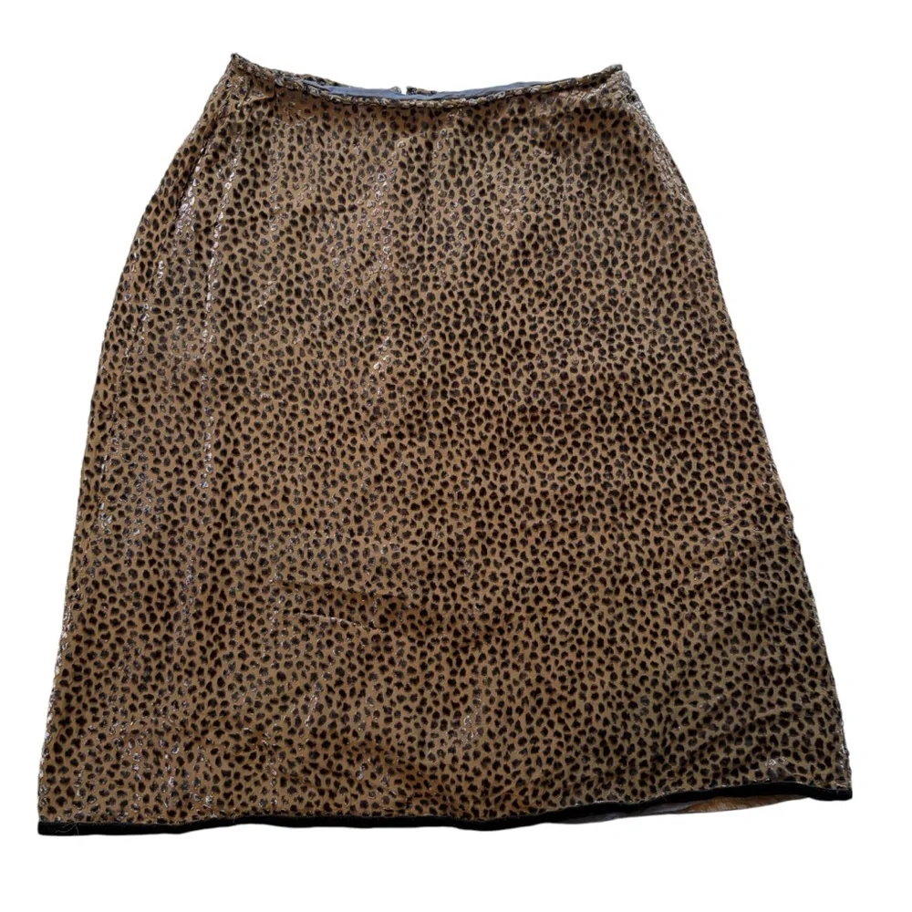 Elspeth Gibson London Animal Cheetah Print Dot Velvet Silk Blend Skirt - Picture 9 of 15